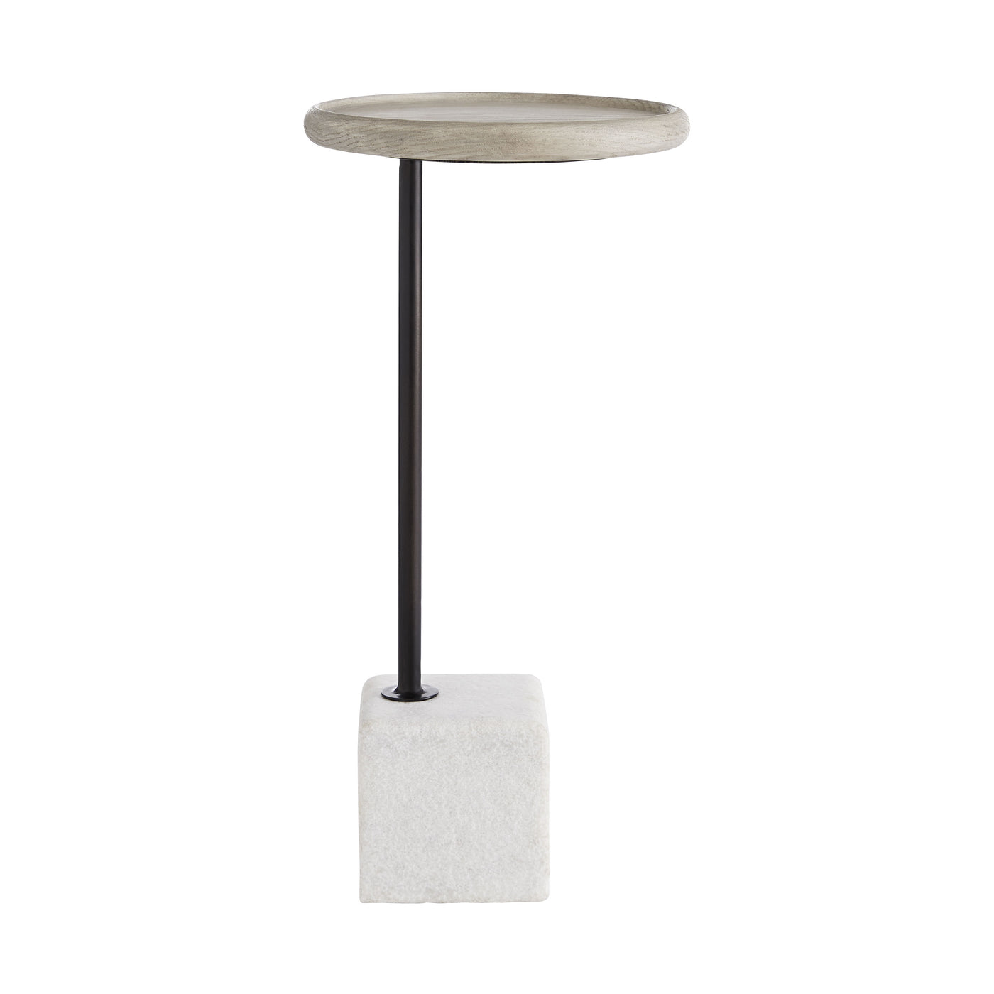 DRINK TABLE WHITE MARBLE BASE WITH OAK SMOKE TOP