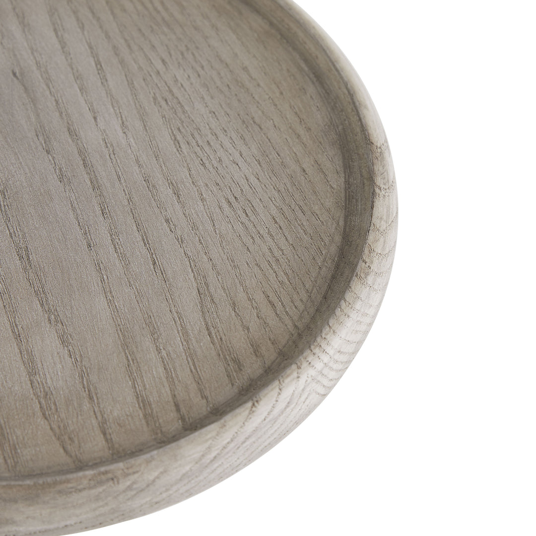 DRINK TABLE WHITE MARBLE BASE WITH OAK SMOKE TOP #58604