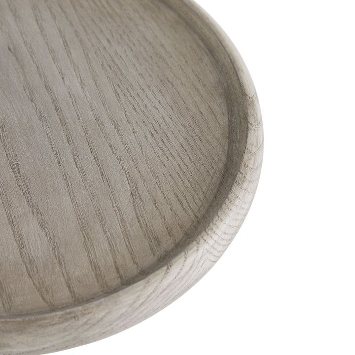 DRINK TABLE WHITE MARBLE BASE WITH OAK SMOKE TOP #58604