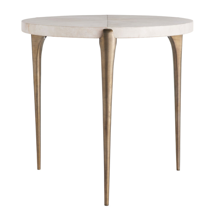END TABLE NATURAL VELLUM TOP WITH BRASS LEGS #58609