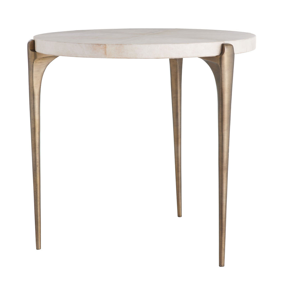 END TABLE NATURAL VELLUM TOP WITH BRASS LEGS #58609