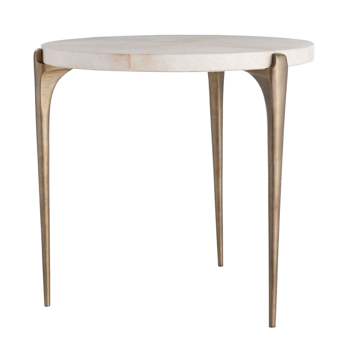 END TABLE NATURAL VELLUM TOP WITH BRASS LEGS #58609