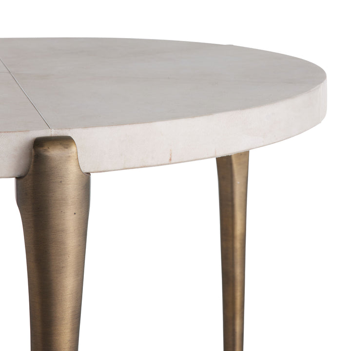 END TABLE NATURAL VELLUM TOP WITH BRASS LEGS #58609