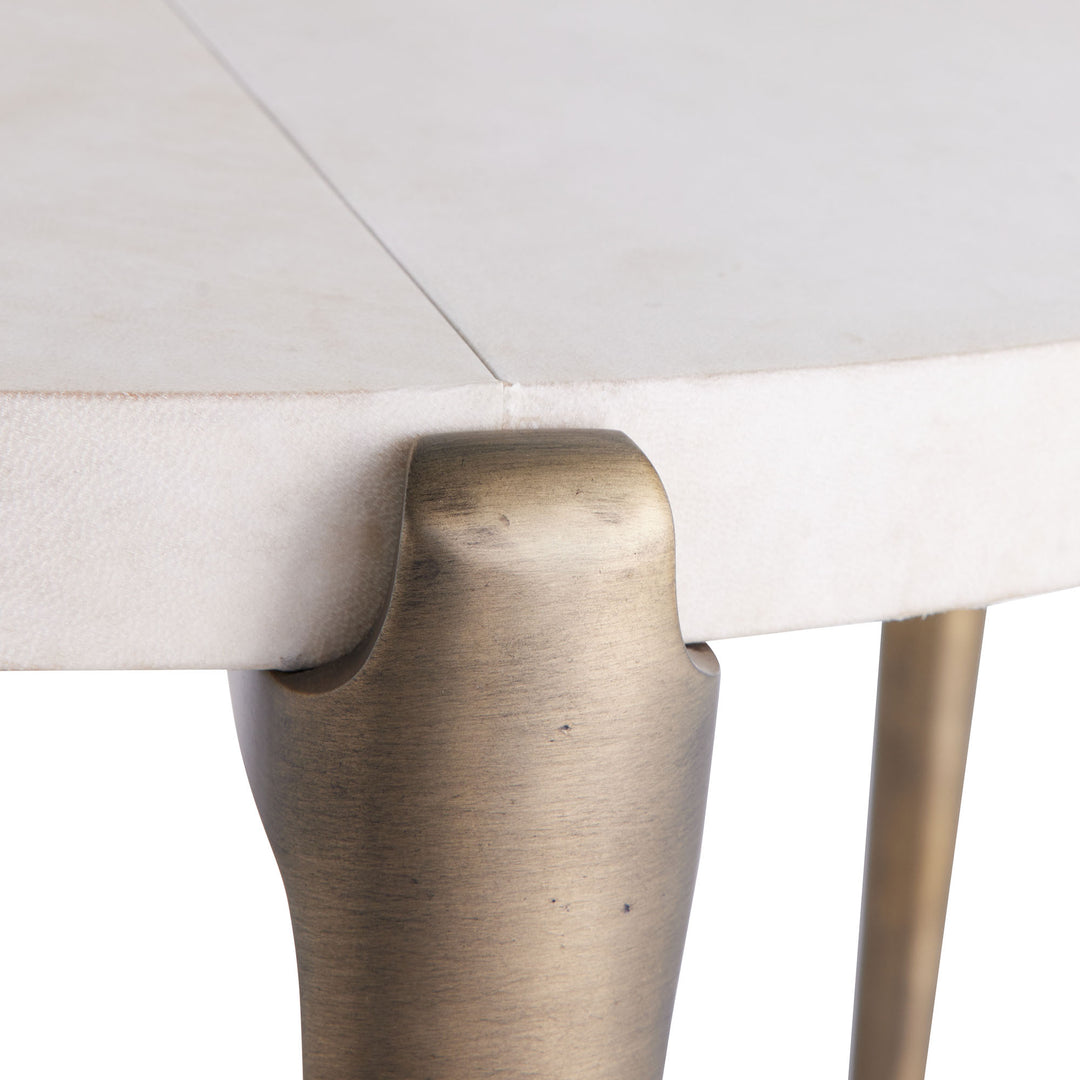 END TABLE NATURAL VELLUM TOP WITH BRASS LEGS #58609