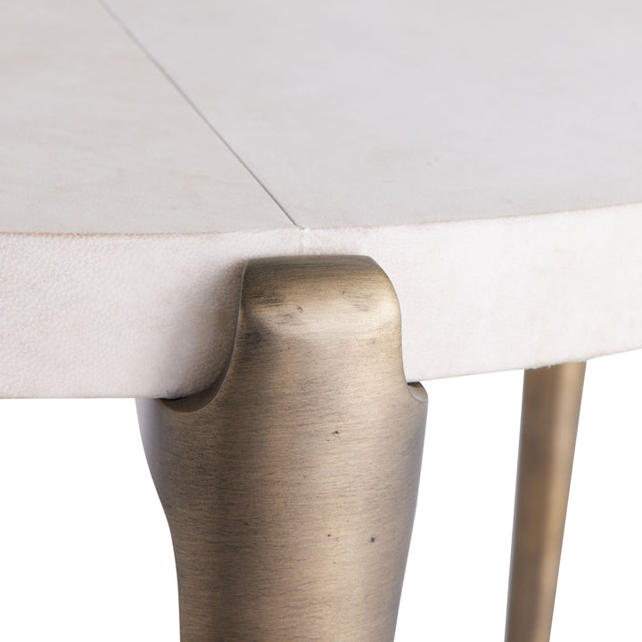 END TABLE NATURAL VELLUM TOP WITH BRASS LEGS #58609