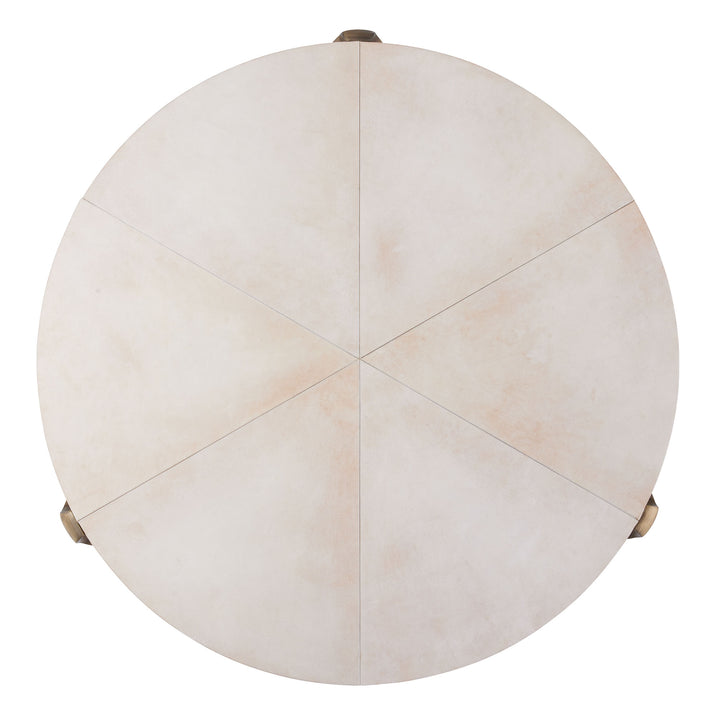 END TABLE NATURAL VELLUM TOP WITH BRASS LEGS #58609