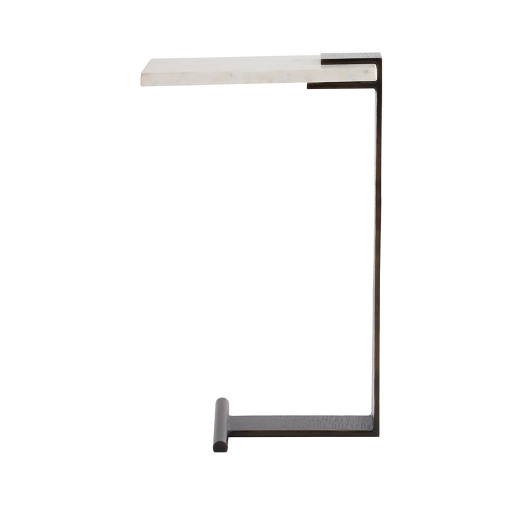 ACCENT TABLE C-SHAPE WHITE MARBLE TOP IRON STAND #58611
