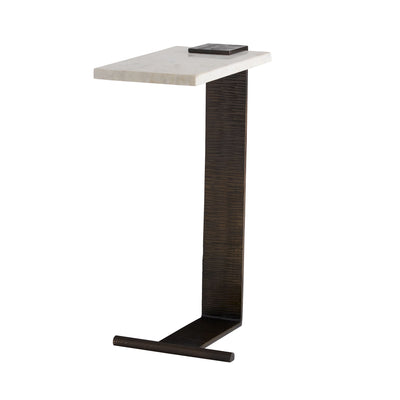 ACCENT TABLE C-SHAPE WHITE MARBLE TOP IRON STAND