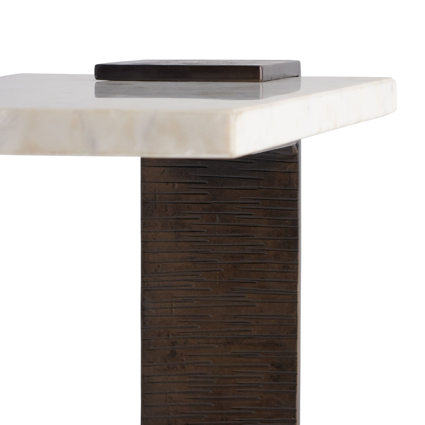 ACCENT TABLE C-SHAPE WHITE MARBLE TOP IRON STAND