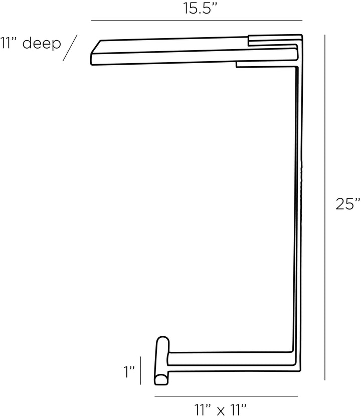 ACCENT TABLE C-SHAPE WHITE MARBLE TOP IRON STAND #58611