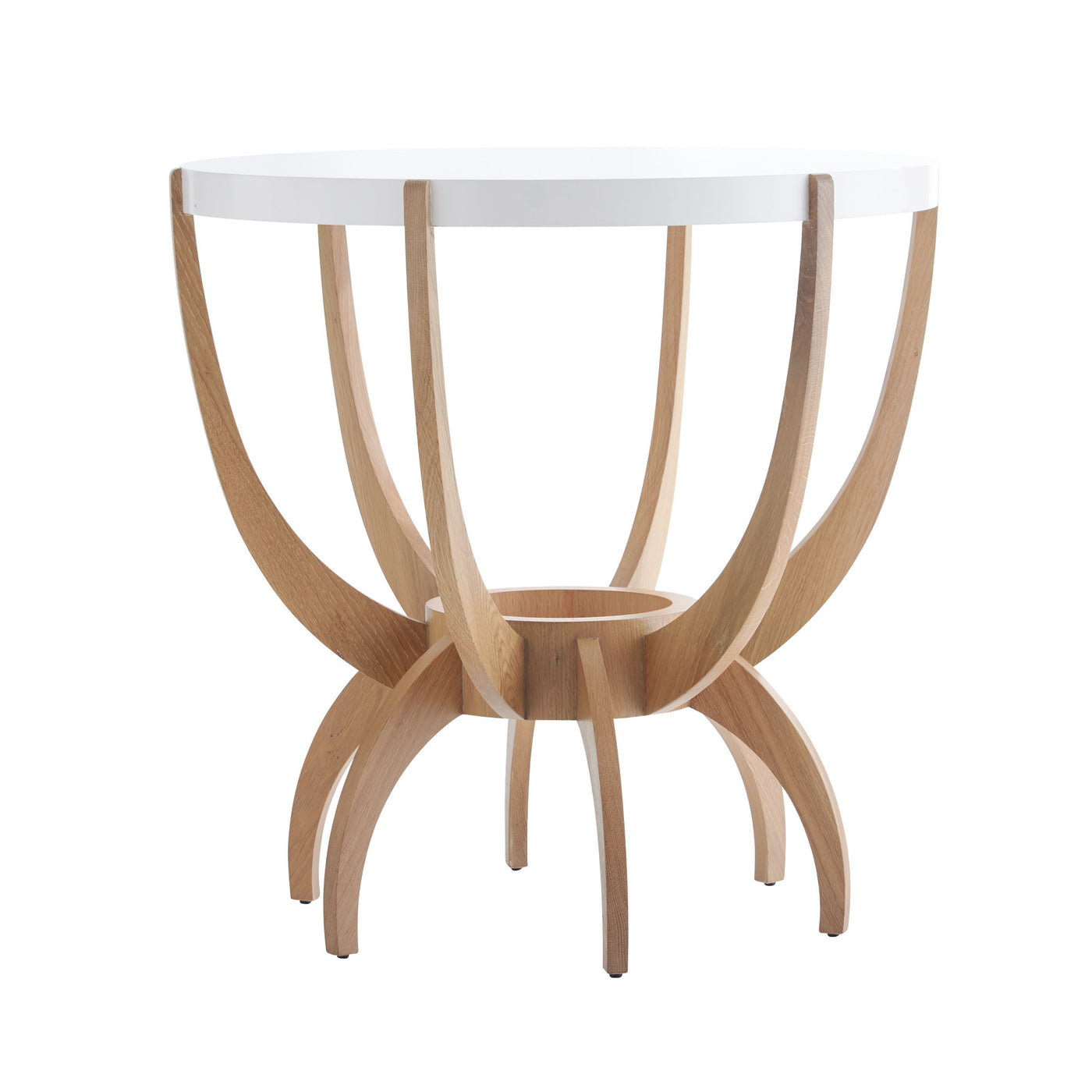TABLE ROUND WHITE LACQUER TOP WITH OAK WOOD LEGS