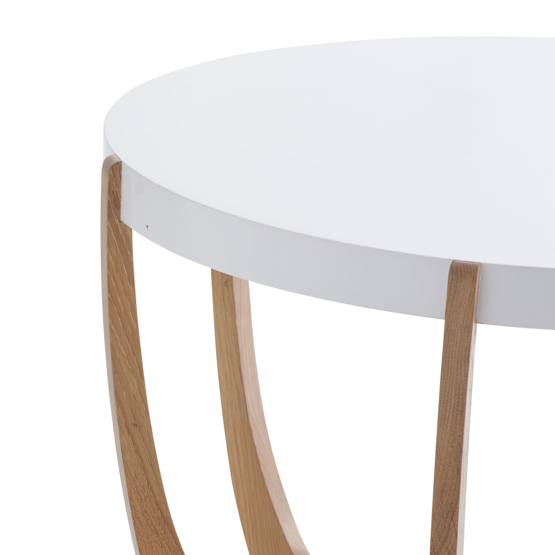 TABLE ROUND WHITE LACQUER TOP WITH OAK WOOD LEGS #58613