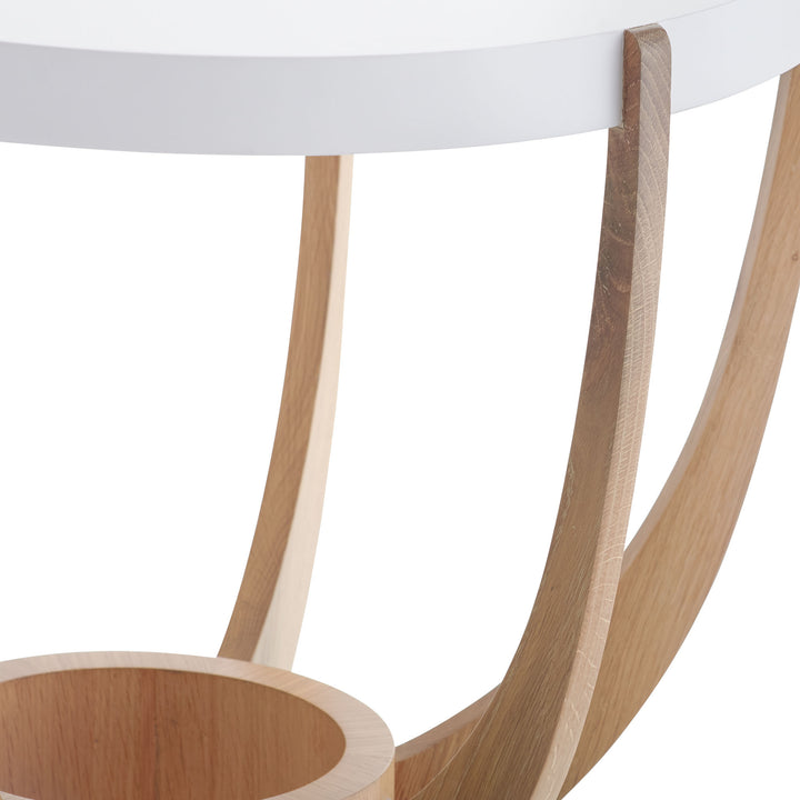 TABLE ROUND WHITE LACQUER TOP WITH OAK WOOD LEGS #58613