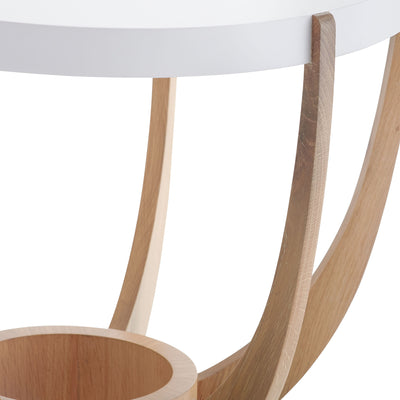 TABLE ROUND WHITE LACQUER TOP WITH OAK WOOD LEGS