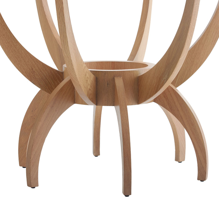 TABLE ROUND WHITE LACQUER TOP WITH OAK WOOD LEGS #58613