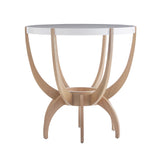 TABLE ROUND WHITE LACQUER TOP WITH OAK WOOD LEGS (NRD)