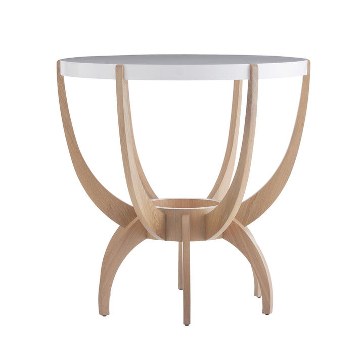 TABLE ROUND WHITE LACQUER TOP WITH OAK WOOD LEGS #58613