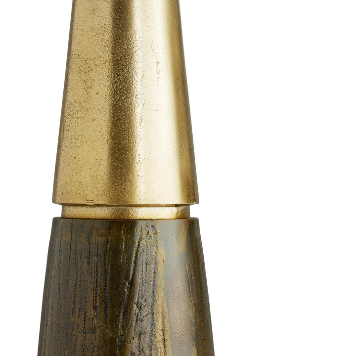 END TABLE 2-TONE GOLD TOP WOOD BOTTOM #58615