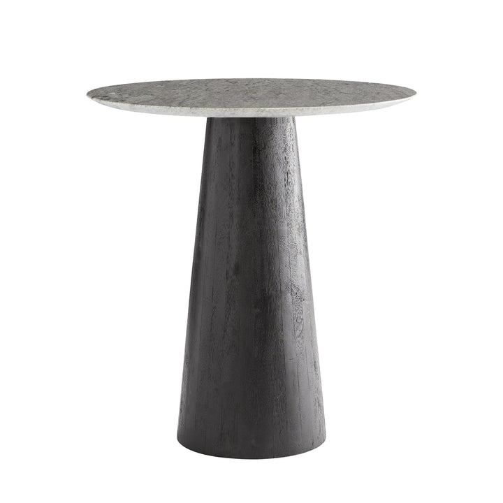 END TABLE GRAY MARBLE TOP WOOD EBONY BASE #58617