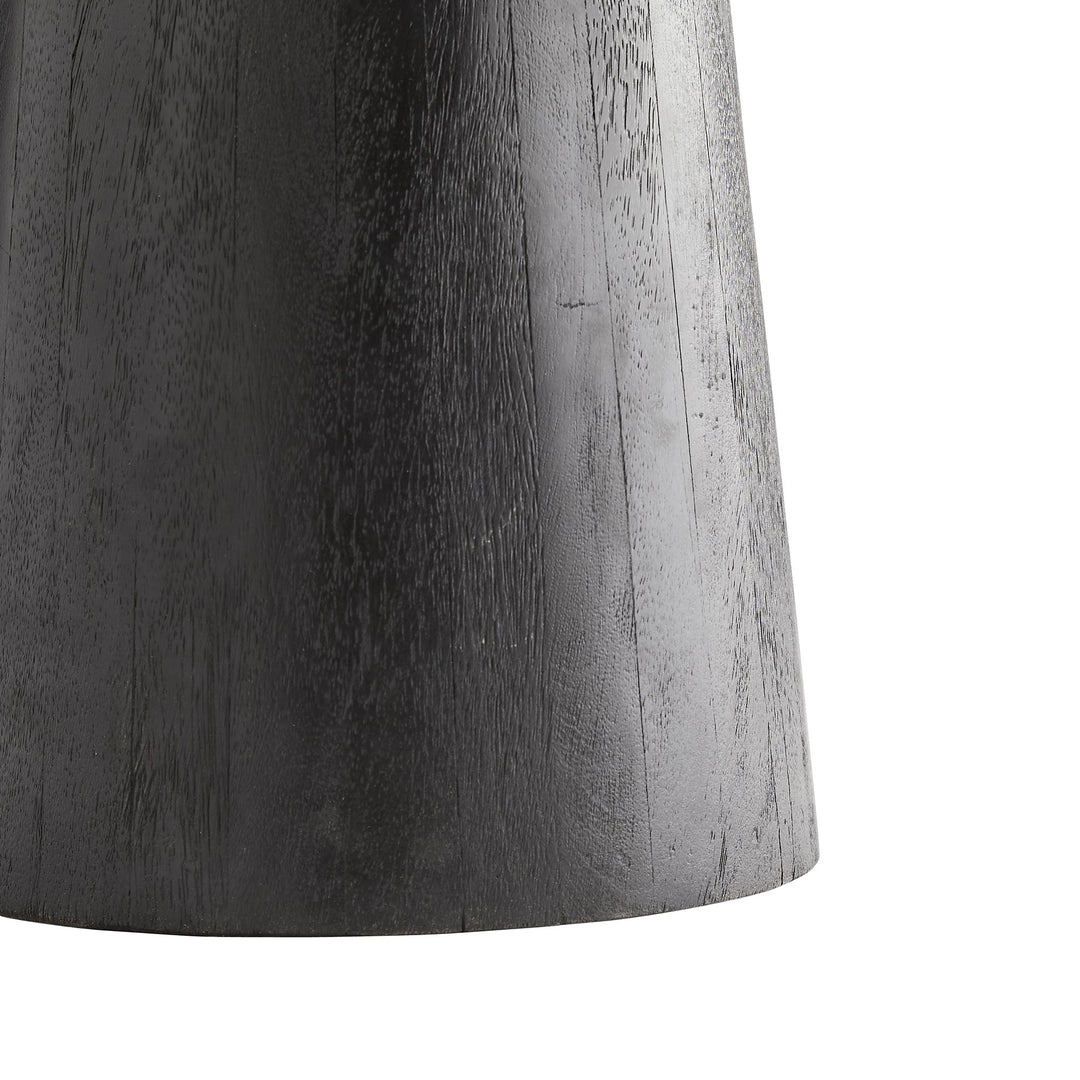 END TABLE GRAY MARBLE TOP WOOD EBONY BASE #58617