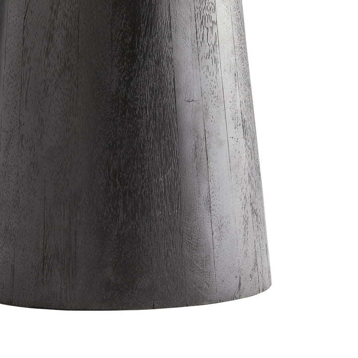 END TABLE GRAY MARBLE TOP WOOD EBONY BASE #58617