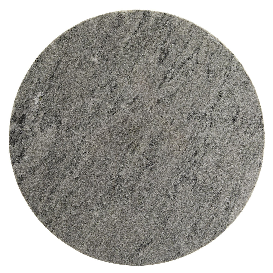 END TABLE GRAY MARBLE TOP WOOD EBONY BASE #58617