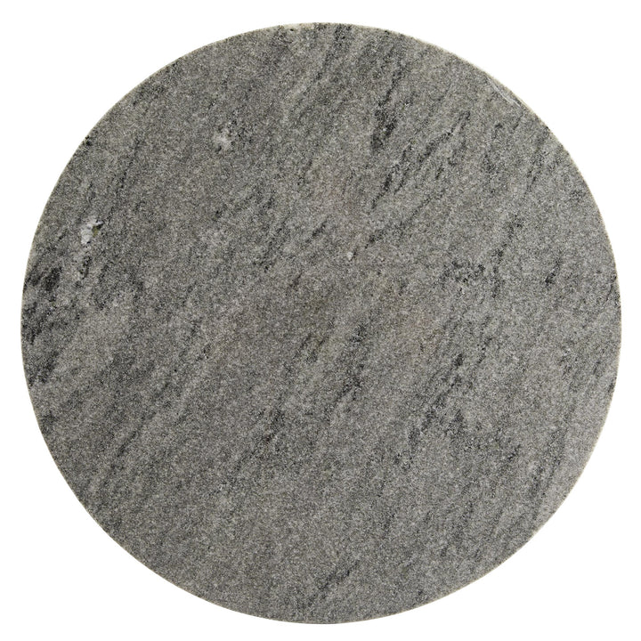 END TABLE GRAY MARBLE TOP WOOD EBONY BASE #58617