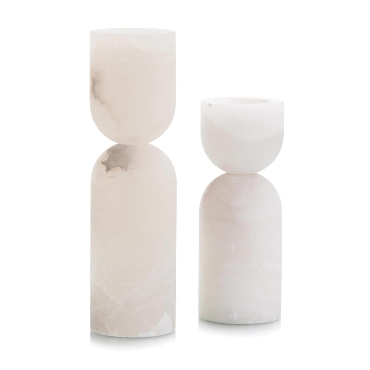 CANDLEHOLDERS ALABASTER - S/2 #58814
