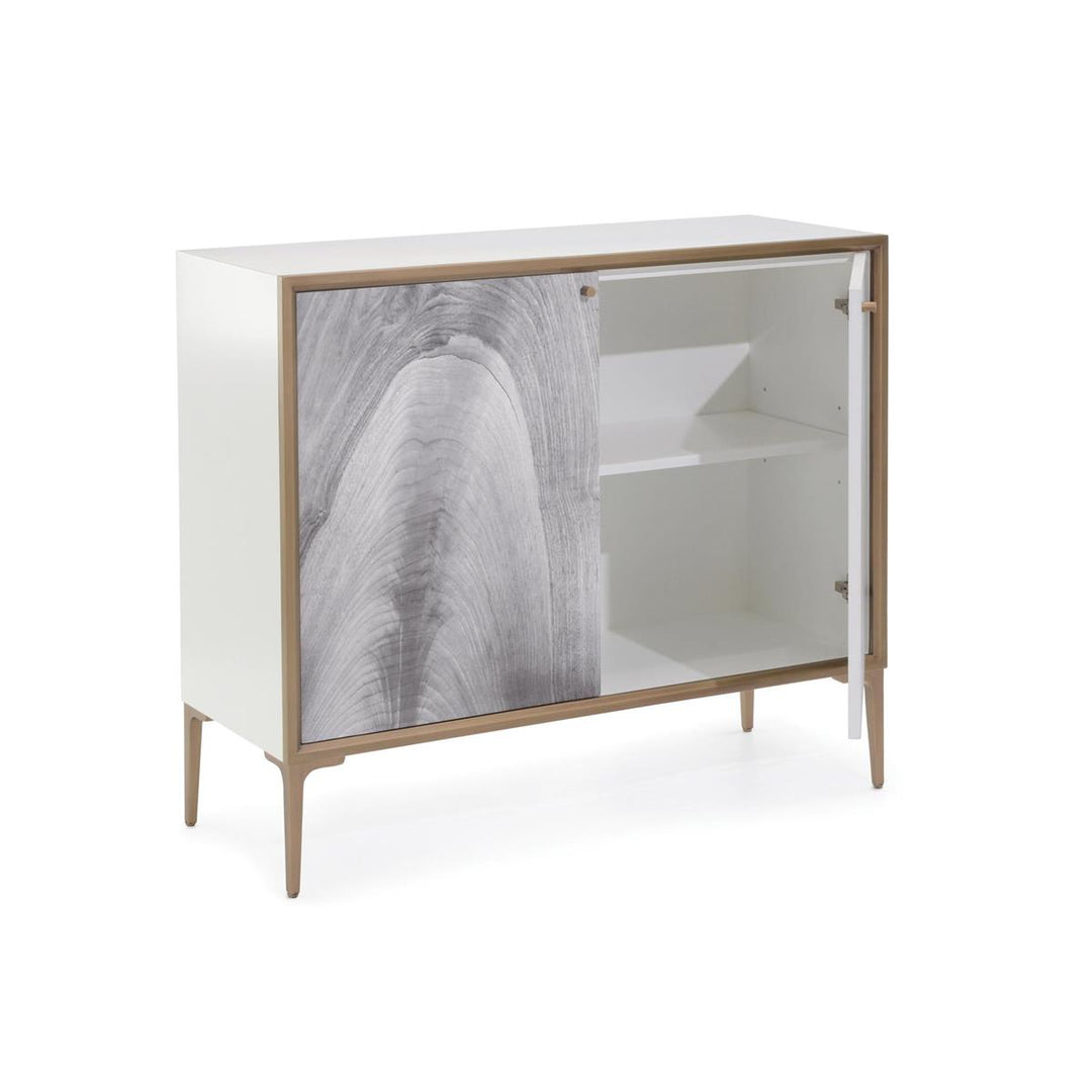 CABINET 2-DOOR BLACK & WHITE BRUSHED BRASS #58835