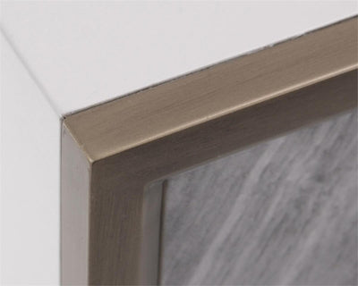 CABINET 2-DOOR BLACK & WHITE WITH BRUSHED BRASS FINISH