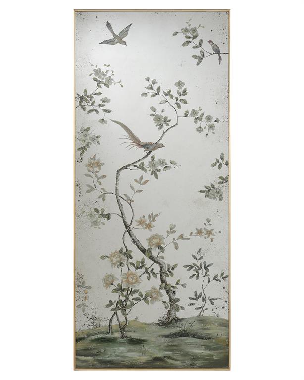 MIRRORS HAND PAINTED W/GOLD FRAME S/2 67x30 #58858