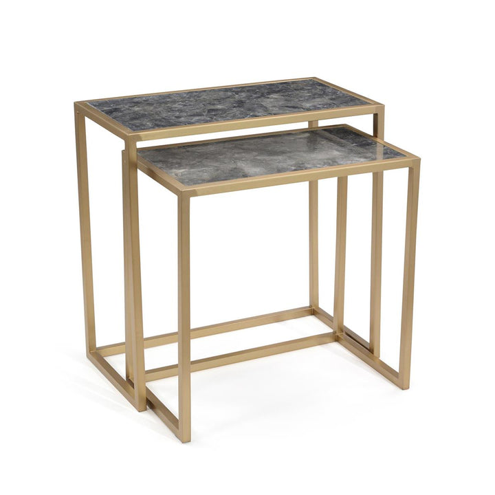TABLES WITH MARBLE TOP & GOLD FINISH S/2 #58884