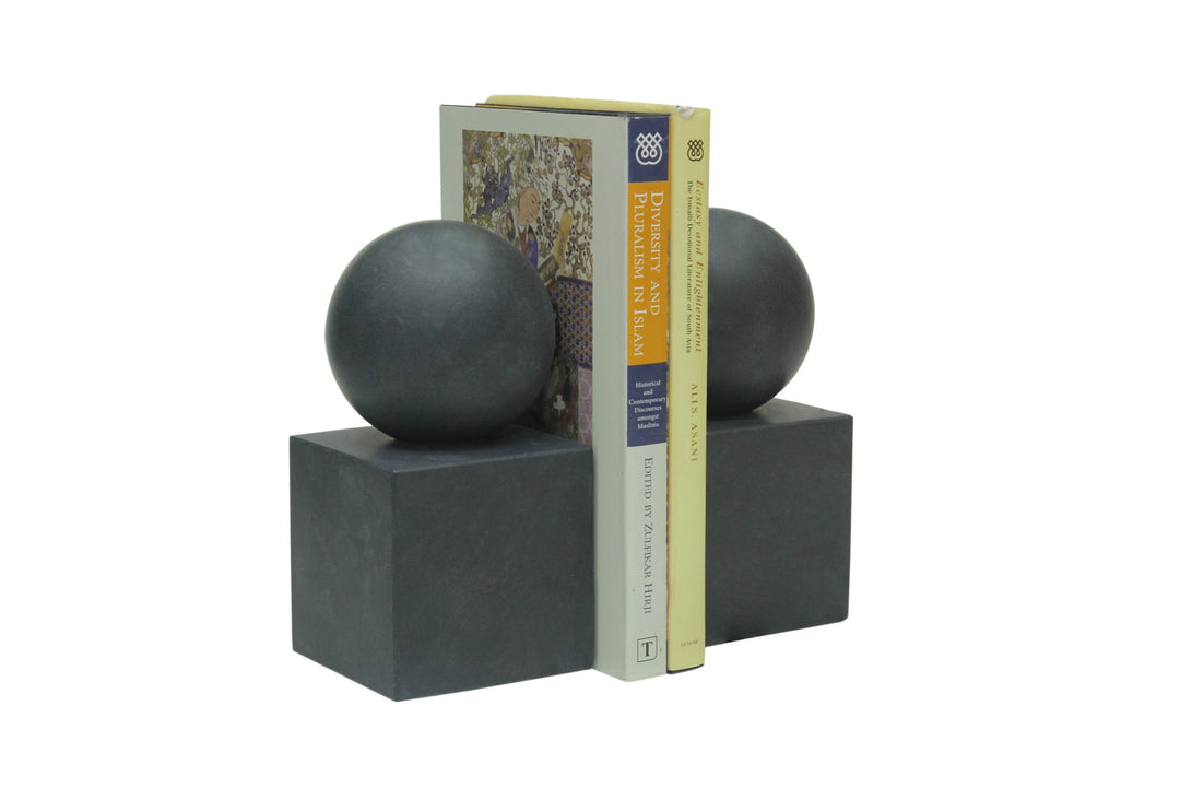 BOOKENDS BALL ON CUBE BLACK #59402
