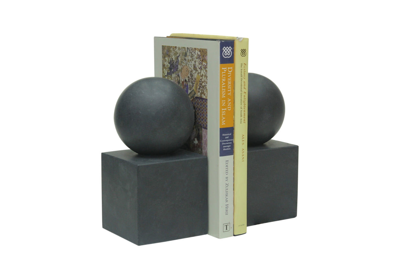 BOOKENDS BALL ON CUBE BLACK