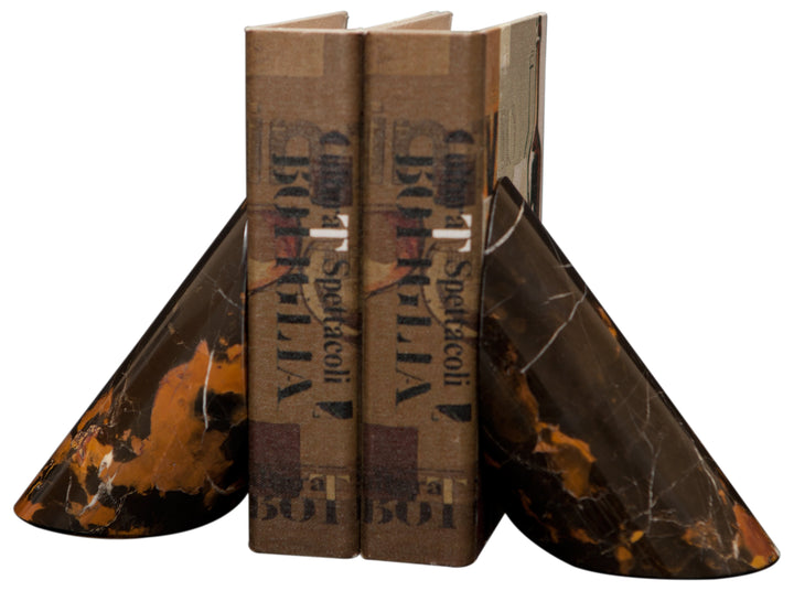 BOOKENDS MARBLE BLACK & GOLD
