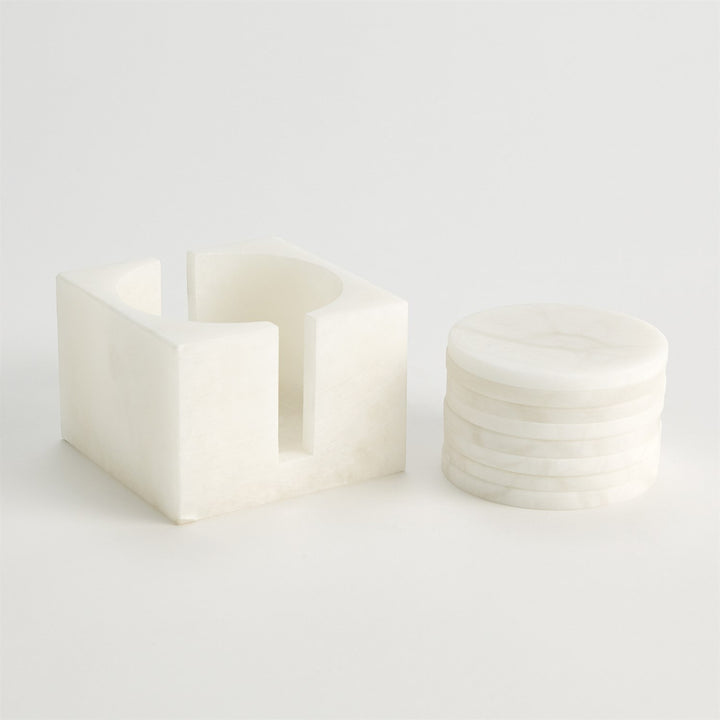 COASTERS ALABASTER WITH HOLDER SET/8
