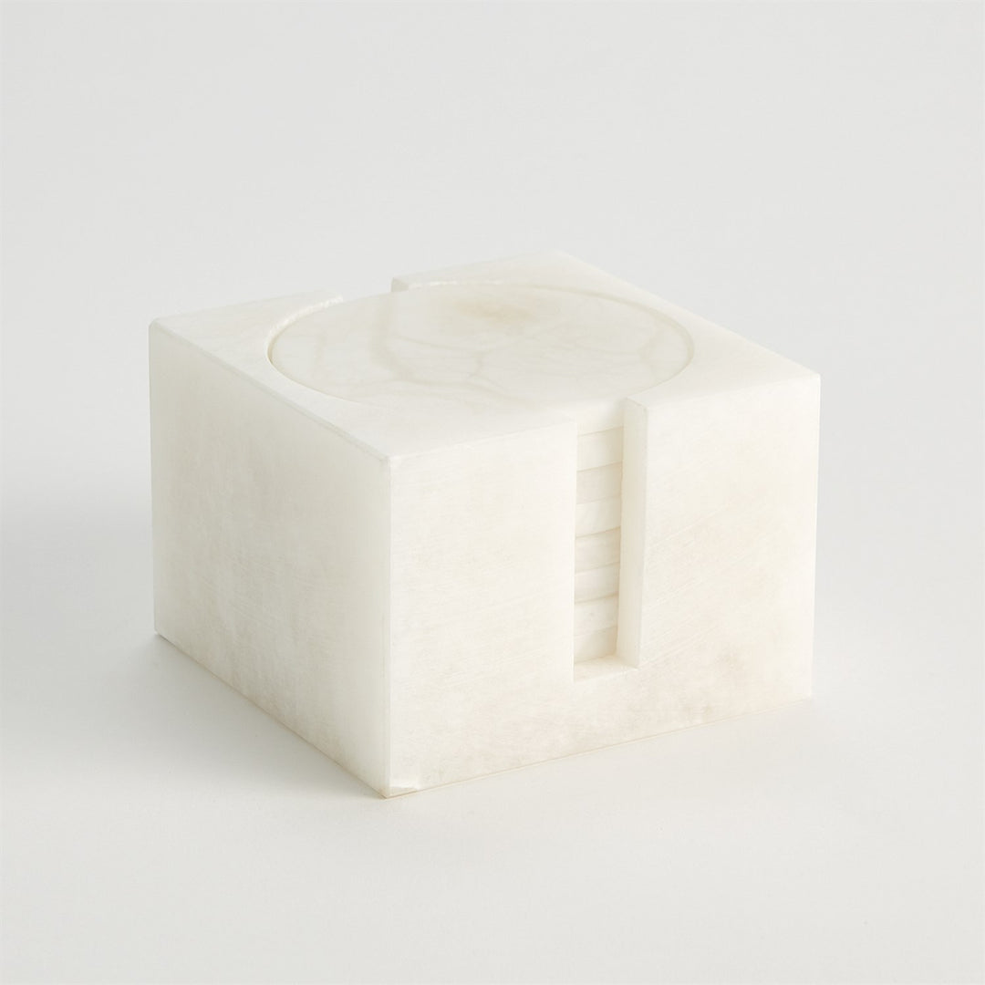 COASTERS ALABASTER WITH HOLDER SET/8