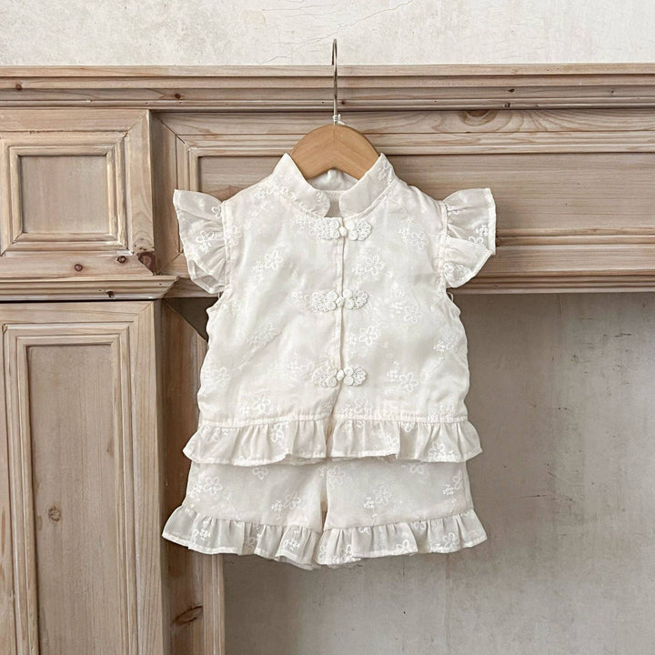 S/2 TOP & BLOOMERS EMBROIDERY BEIGE