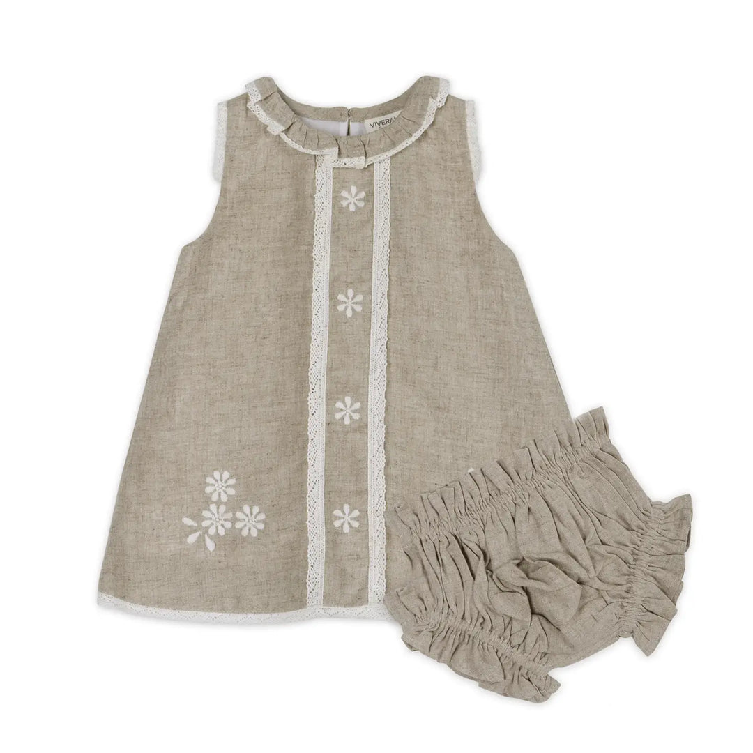 DRESS+BLOOMER SET EMBROIDERED NATURAL
