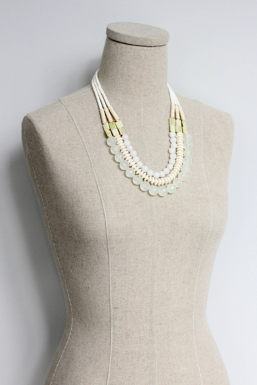 NECKLACE TRIPLE STRAND WHITE STONE