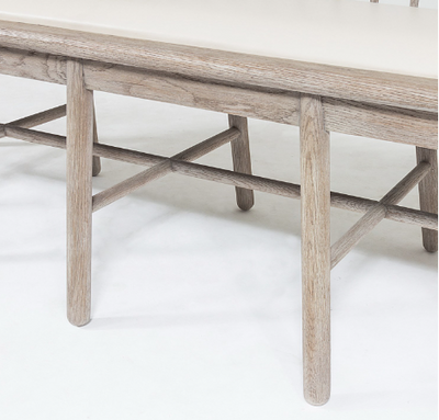 BENCH LONG MOHAIR GREY OAK WIRE