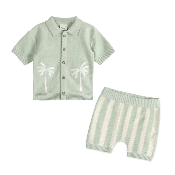 S/2 POLO SHORT&SHORT SET PALM TREES