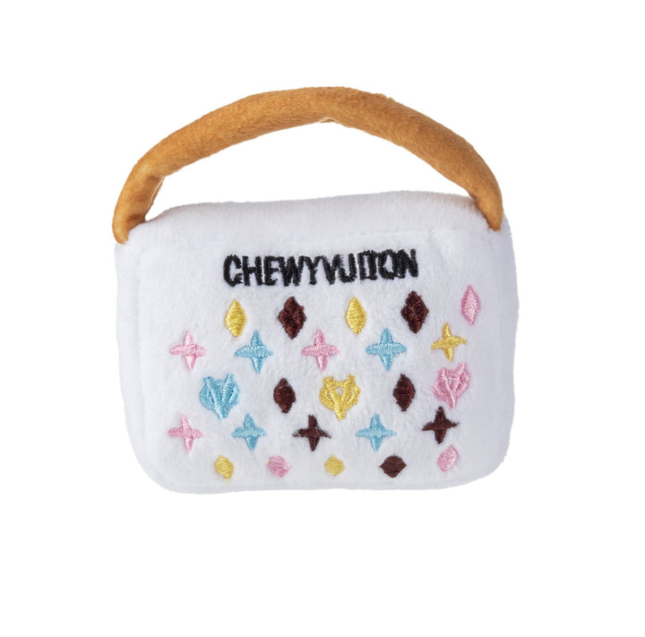 DOG TOY WHITE CHEWY VUITON PURSE