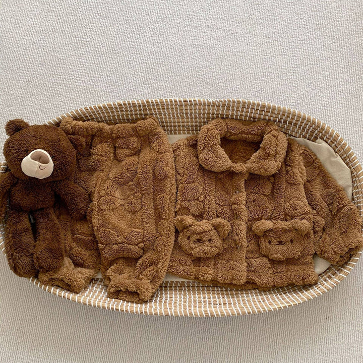S/2 CARDIGAN & PANTS PLUSH BEAR