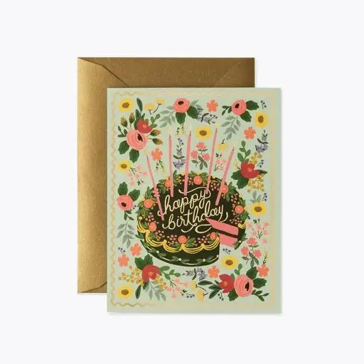GREETING BIRTHDAY CARD "FLORAL CAKE"