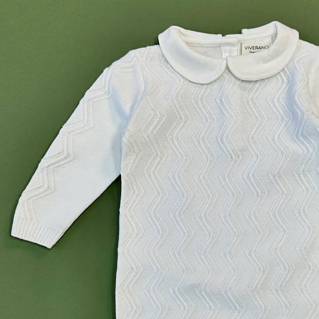 JUMPSUIT DOVE WHITE CHEVRON