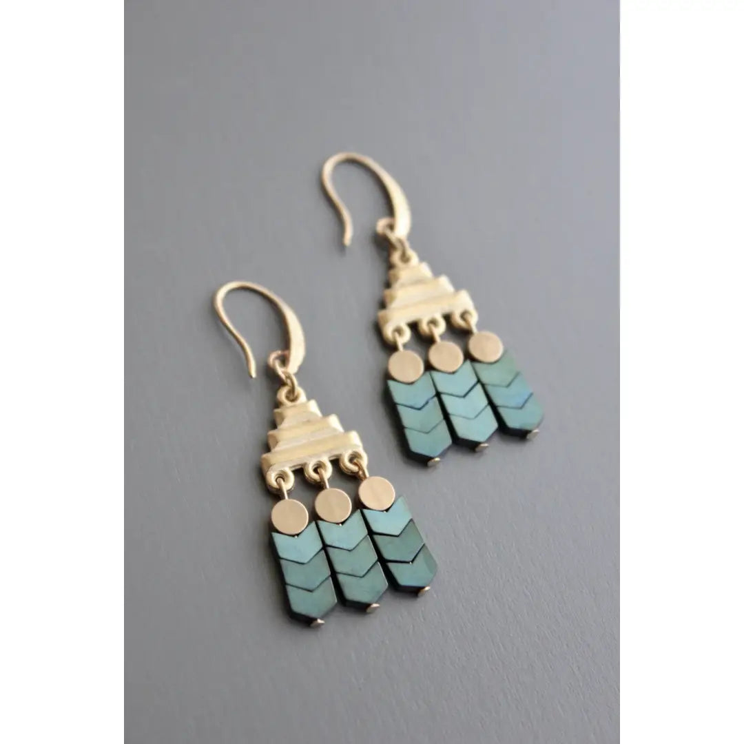 EARRINGS PLATED HEMATITE AND BRASS