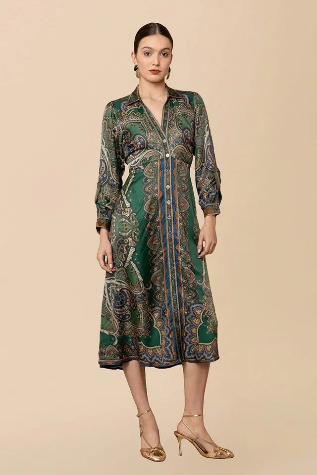DRESS BUTTON DOWN MID EMERALD