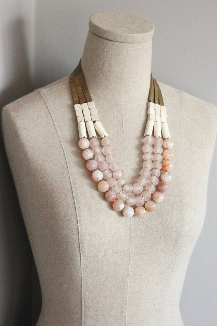 NECKLACE WITH HEMATITE MAGNESITE FIRE AGATE (DUPICATE)