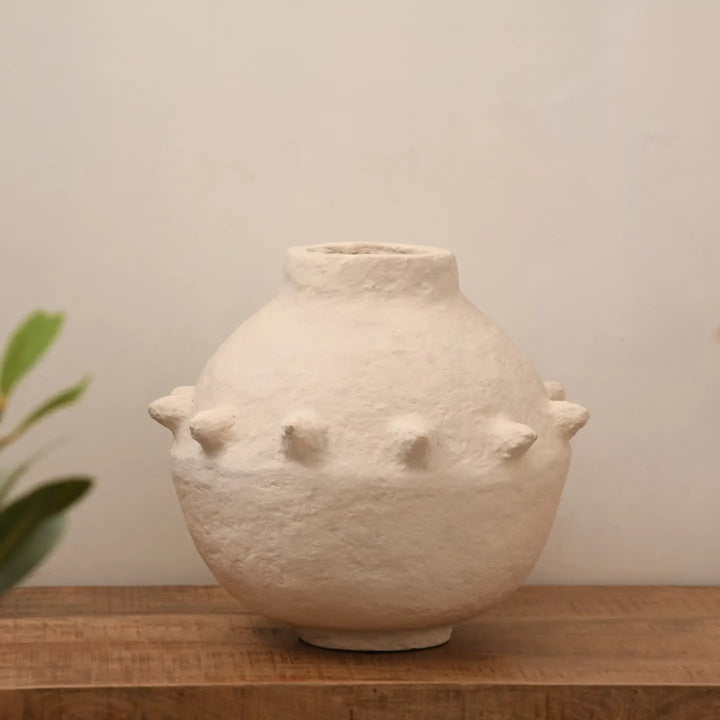 VASE PAPER MACHE OFF-WHITE 16H